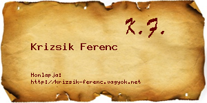 Krizsik Ferenc névjegykártya