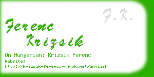 ferenc krizsik business card